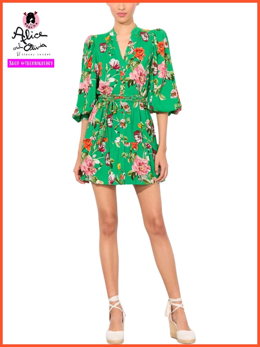 Alice + Olivia Antonette Floral Multi Long Sleeve Mini Dress